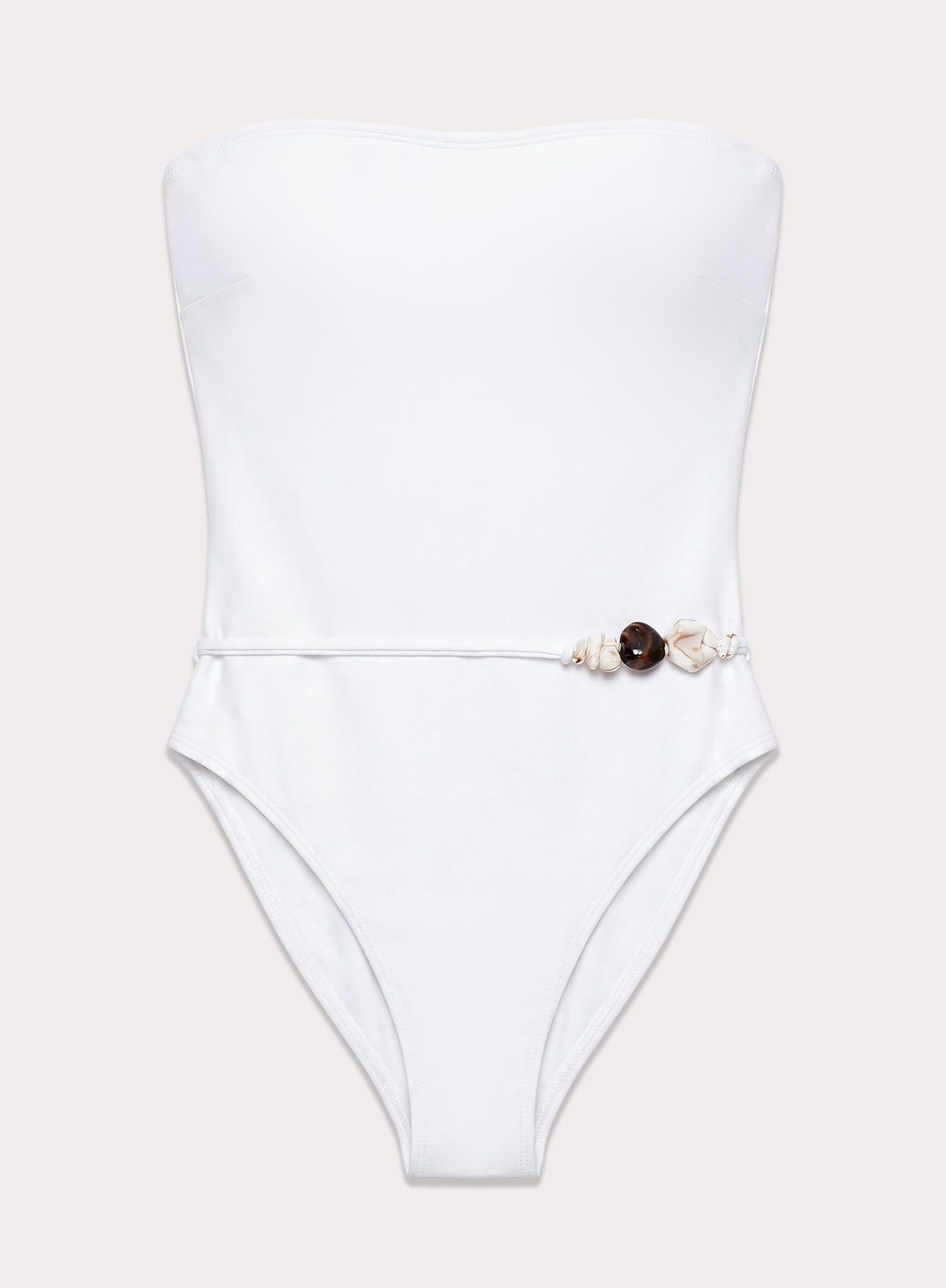 White Resin Bead Bandeau Swimsuit